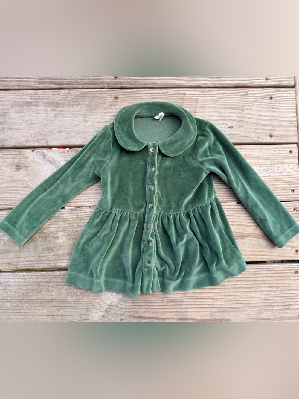 kate quinn organic cotton velour peter pan button down shirt - 4T
